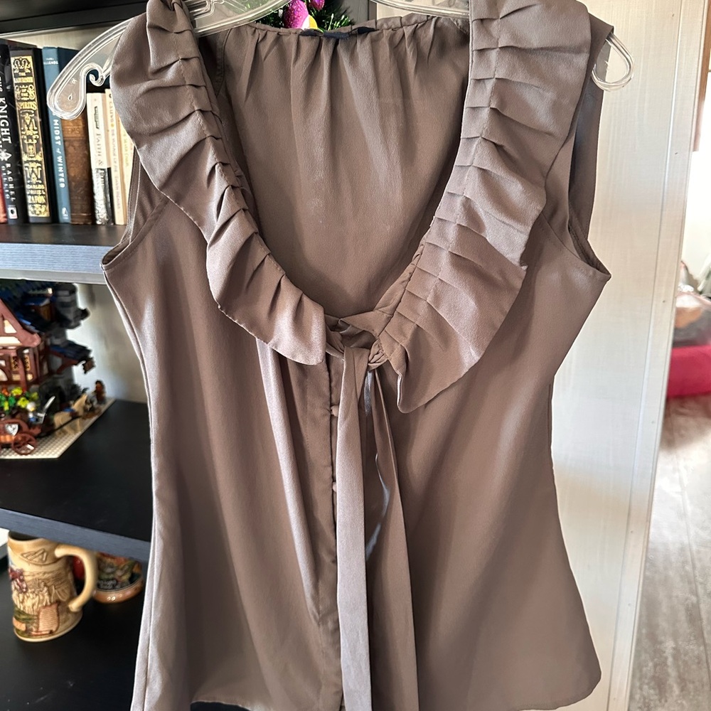 Banana Republic Olive Green Ruffled Blouse